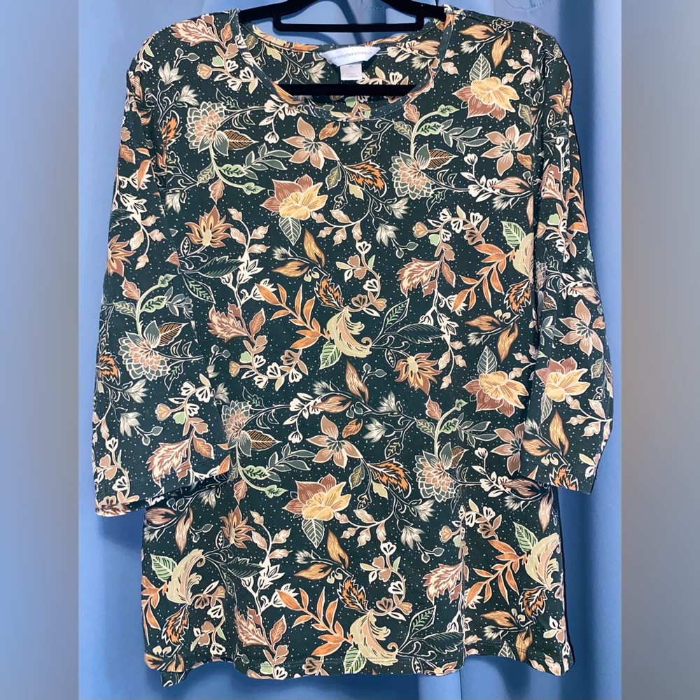 Christopher&Banks 3/4 Length Fall Floral Shirt